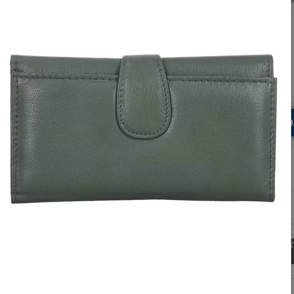 Passage green genuine leather RFID trifold wallet, 8.5“ x 4.5“ x 5“